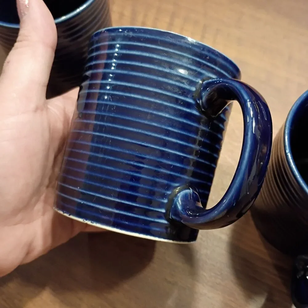 Set of 4 cobalt blue Pier 1 coffee mugs